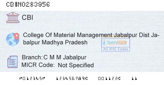Central Bank Of India C M M JabalpurBranch 
