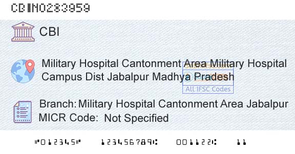 Central Bank Of India Military Hospital Cantonment Area JabalpurBranch 