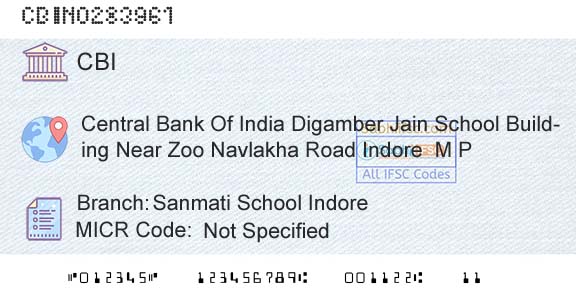 Central Bank Of India Sanmati School IndoreBranch 