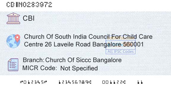Central Bank Of India Church Of Siccc BangaloreBranch 
