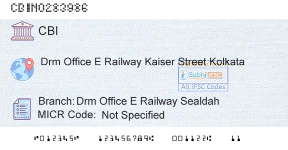 Central Bank Of India Drm Office E Railway SealdahBranch 