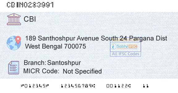 Central Bank Of India SantoshpurBranch 