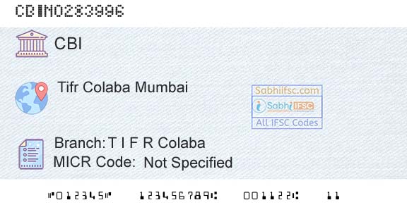 Central Bank Of India T I F R ColabaBranch 