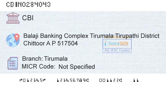 Central Bank Of India TirumalaBranch 