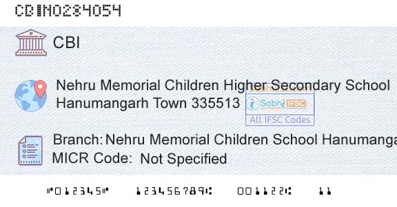 Central Bank Of India Nehru Memorial Children School HanumangarhBranch 