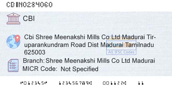 Central Bank Of India Shree Meenakshi Mills Co Ltd MaduraiBranch 