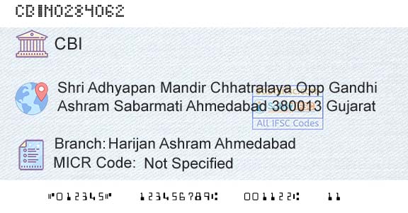 Central Bank Of India Harijan Ashram AhmedabadBranch 