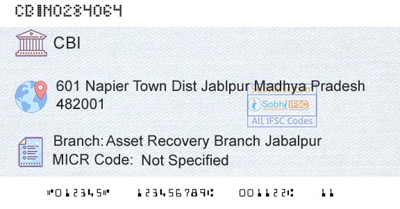 Central Bank Of India Asset Recovery Branch JabalpurBranch 