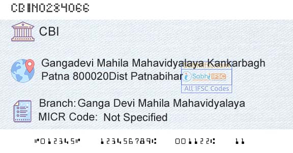 Central Bank Of India Ganga Devi Mahila MahavidyalayaBranch 