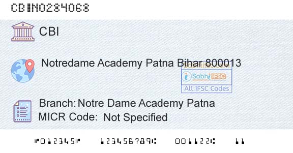 Central Bank Of India Notre Dame Academy PatnaBranch 