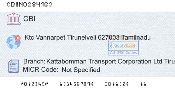 Central Bank Of India Kattabomman Transport Corporation Ltd TirunelveliBranch 