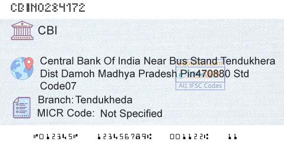 Central Bank Of India TendukhedaBranch 