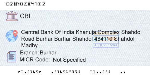 Central Bank Of India BurharBranch 
