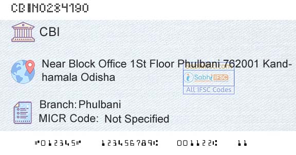 Central Bank Of India PhulbaniBranch 