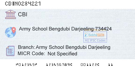 Central Bank Of India Army School Bengdubi DarjeelingBranch 