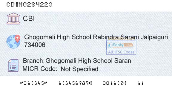 Central Bank Of India Ghogomali High School SaraniBranch 