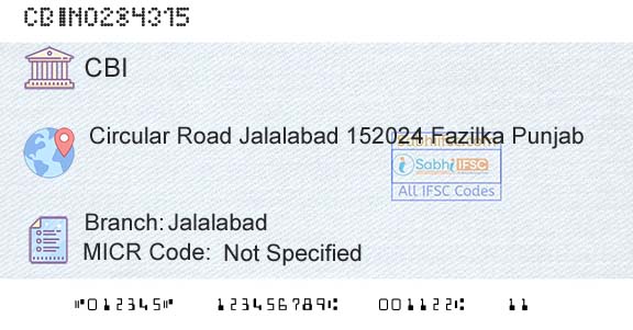 Central Bank Of India JalalabadBranch 