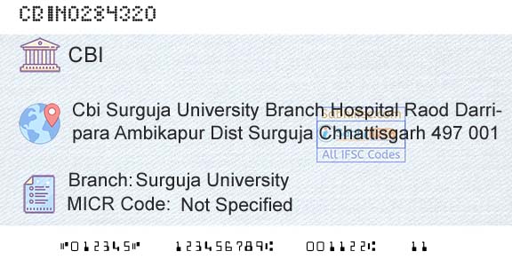 Central Bank Of India Surguja UniversityBranch 
