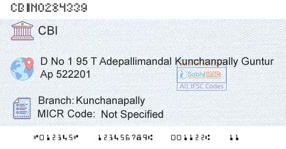 Central Bank Of India KunchanapallyBranch 