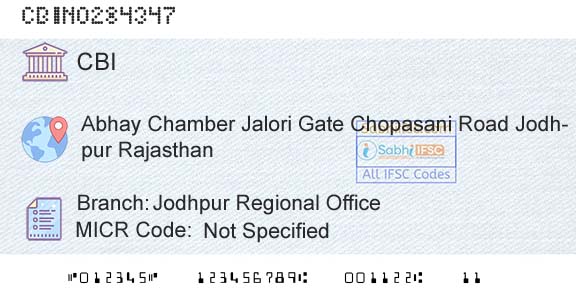 Central Bank Of India Jodhpur Regional OfficeBranch 