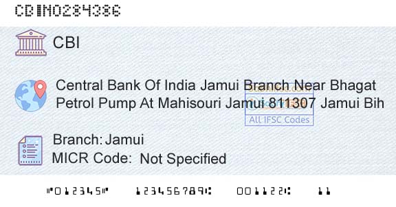 Central Bank Of India JamuiBranch 