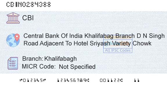 Central Bank Of India KhalifabaghBranch 