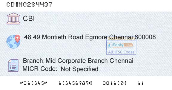 Central Bank Of India Mid Corporate Branch ChennaiBranch 