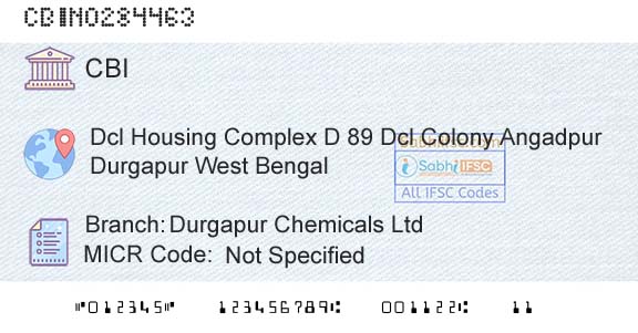 Central Bank Of India Durgapur Chemicals LtdBranch 
