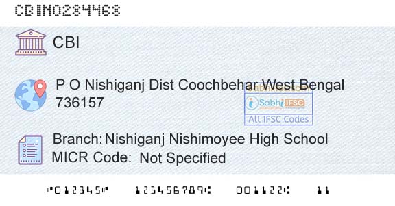 Central Bank Of India Nishiganj Nishimoyee High SchoolBranch 