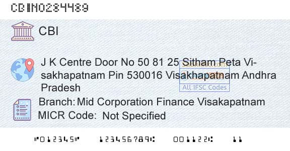 Central Bank Of India Mid Corporation Finance VisakapatnamBranch 