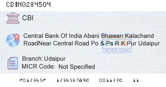 Central Bank Of India UdaipurBranch 
