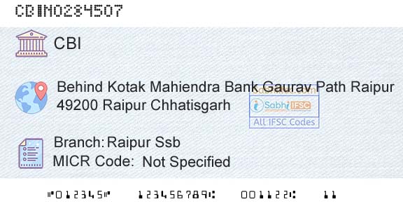 Central Bank Of India Raipur SsbBranch 