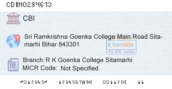 Central Bank Of India R K Goenka College SitamarhiBranch 