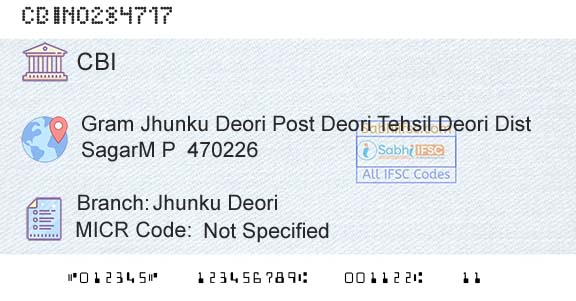 Central Bank Of India Jhunku DeoriBranch 