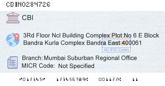 Central Bank Of India Mumbai Suburban Regional OfficeBranch 