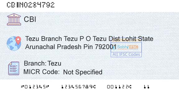 Central Bank Of India TezuBranch 
