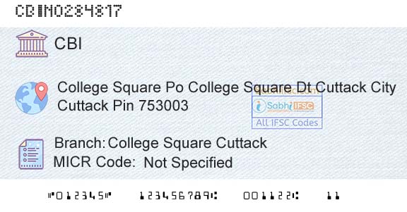 Central Bank Of India College Square CuttackBranch 