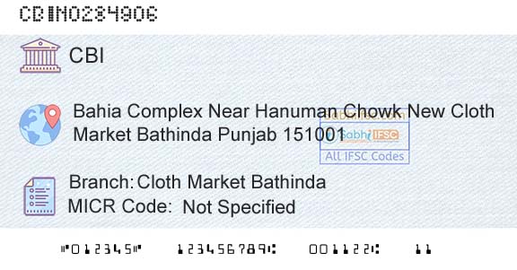 Central Bank Of India Cloth Market BathindaBranch 