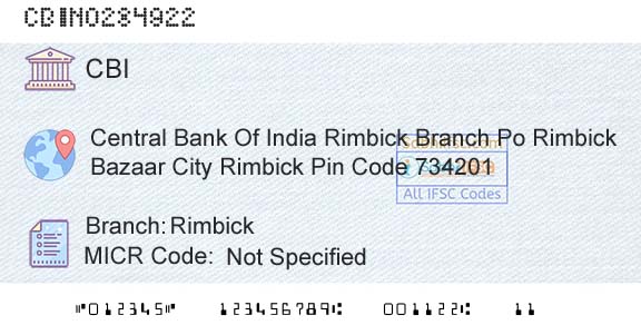 Central Bank Of India RimbickBranch 