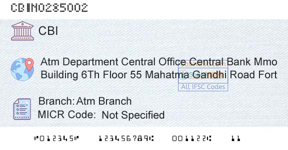 Central Bank Of India Atm BranchBranch 