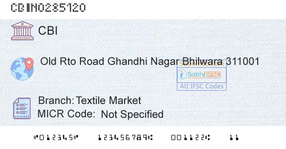 Central Bank Of India Textile MarketBranch 
