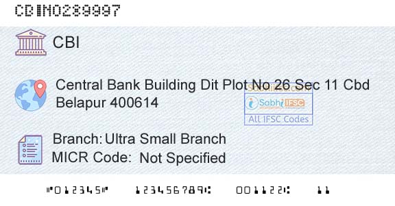Central Bank Of India Ultra Small BranchBranch 