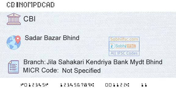 Central Bank Of India Jila Sahakari Kendriya Bank Mydt BhindBranch 