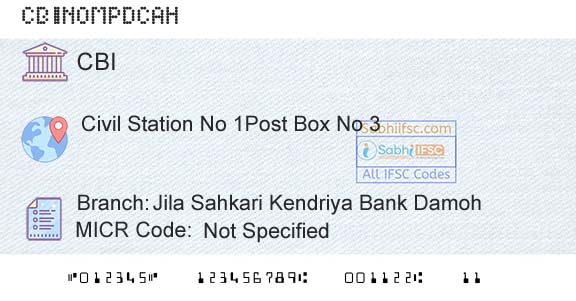 Central Bank Of India Jila Sahkari Kendriya Bank DamohBranch 