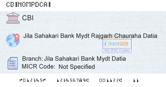 Central Bank Of India Jila Sahakari Bank Mydt DatiaBranch 