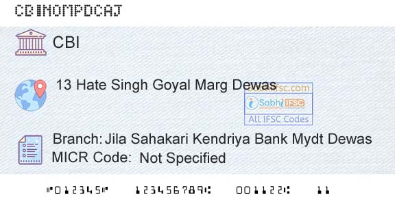 Central Bank Of India Jila Sahakari Kendriya Bank Mydt DewasBranch 