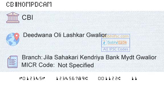 Central Bank Of India Jila Sahakari Kendriya Bank Mydt GwaliorBranch 