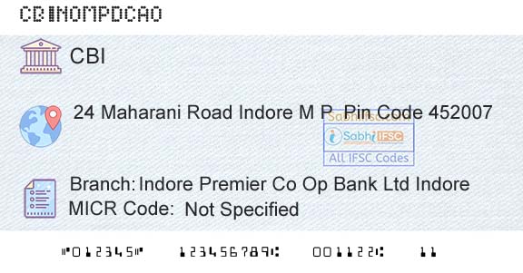Central Bank Of India Indore Premier Co Op Bank Ltd IndoreBranch 