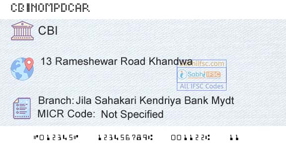 Central Bank Of India Jila Sahakari Kendriya Bank Mydt Branch 