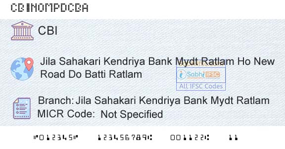 Central Bank Of India Jila Sahakari Kendriya Bank Mydt RatlamBranch 
